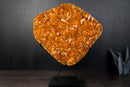 Cluster with Sparkly Golden - Orange Druzy and Calcite on Stand - E2D Crystals & Minerals