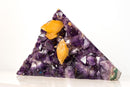 Amethyst Cluster with Rare Orange Scalenohedral Calcite – Large Triangular Formation - E2D Crystals & Minerals