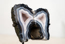 Natural Blue Lace Agate Geode Wings with White Galaxy Druzy - E2D Crystals & Minerals