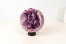 Amethyst Crystal Sphere with Deep Purple Elestial Points – 6 in - E2D Crystals & Minerals