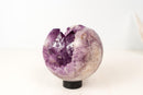 Amethyst Crystal Sphere with Deep Purple Elestial Points – 6 in - E2D Crystals & Minerals