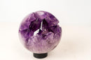 Amethyst Crystal Sphere with Intact, Large Deep Purple Natural Points - E2D Crystals & Minerals
