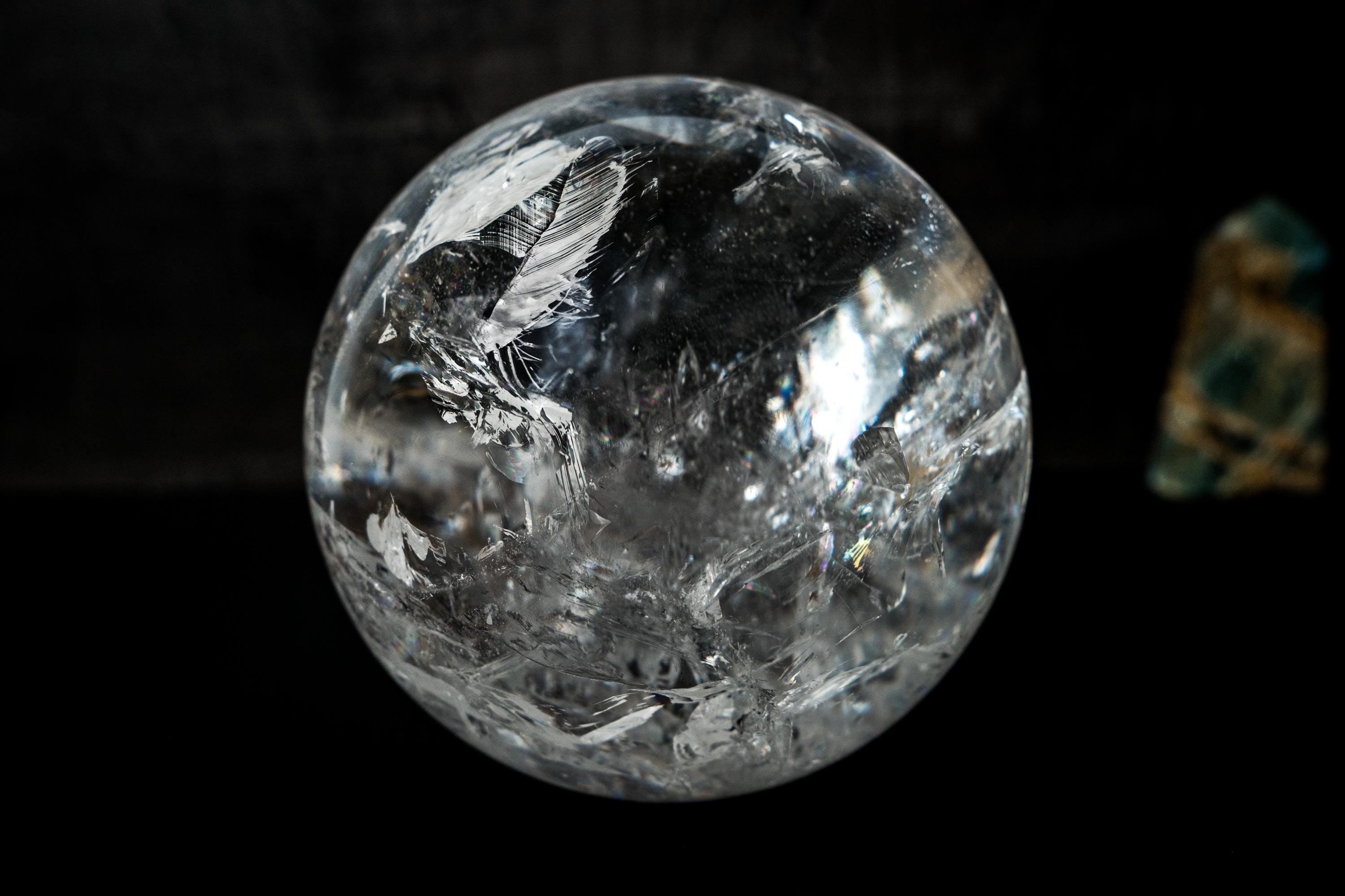 High-Grade Lemurian Quartz Sphere with Rainbows (19.5 lb)