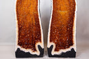 Pair of Tall AAA Citrine Cathedral Geodes with Golden - Orange Sparkly Druzy - E2D Crystals & Minerals