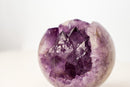 Amethyst Crystal Sphere with Deep Purple Elestial Points – 6 in - E2D Crystals & Minerals
