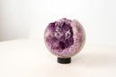 Amethyst Crystal Sphere with Deep Purple Elestial Points – 6 in - E2D Crystals & Minerals