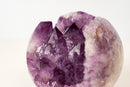 Amethyst Crystal Sphere with Deep Purple Elestial Points – 6 in - E2D Crystals & Minerals