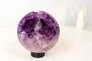 Amethyst Crystal Sphere with Intact, Large Deep Purple Natural Points - E2D Crystals & Minerals