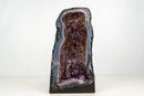 Rare Blue Agate Geode with Deep Purple Amethyst & Cacoxenite Inclusions – 16 lb Brazilian Specimen - E2D Crystals & Minerals