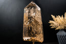 Genuine Natural Citrine Obelisk Point on Stand – Honey Citrine with Multiple Rainbows, Large Size 16.5 in Tall, 15 lb. - E2D Crystals & Minerals