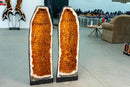 Pair of Large Citrine Geodes with Sparkly Golden - Orange Druzy - E2D Crystals & Minerals