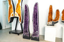 Pair of X - Tall 5 ft Purple Amethyst Cathedral Geodes with Sugar Druzy - E2D Crystals & Minerals