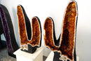 Twin - Tower Citrine Geode Pair with Deep Orange Druzy - E2D Crystals & Minerals