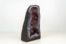 Rare Blue Agate Geode with Deep Purple Amethyst & Cacoxenite Inclusions – 16 lb Brazilian Specimen - E2D Crystals & Minerals