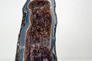 Rare Blue Agate Geode with Deep Purple Amethyst & Cacoxenite Inclusions – 16 lb Brazilian Specimen - E2D Crystals & Minerals