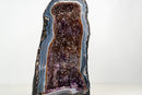 Rare Blue Agate Geode with Deep Purple Amethyst & Cacoxenite Inclusions – 16 lb Brazilian Specimen - E2D Crystals & Minerals