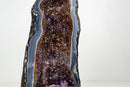 Rare Blue Agate Geode with Deep Purple Amethyst & Cacoxenite Inclusions – 16 lb Brazilian Specimen - E2D Crystals & Minerals