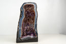Rare Blue Agate Geode with Deep Purple Amethyst & Cacoxenite Inclusions – 16 lb Brazilian Specimen - E2D Crystals & Minerals