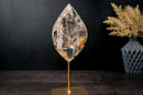 Gorgeous High - Grade Clear Quartz Flame Generator Sculpture on Custom Stand – Hand - Carved Crystal, 11.5 in / 3.9 lb - E2D Crystals & Minerals