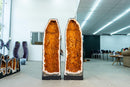 Pair of Large Citrine Geodes with Sparkly Golden - Orange Druzy - E2D Crystals & Minerals