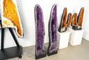Pair of X - Tall 5 ft Purple Amethyst Cathedral Geodes with Sugar Druzy - E2D Crystals & Minerals