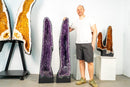 Pair of X - Tall 5 ft Purple Amethyst Cathedral Geodes with Sugar Druzy - E2D Crystals & Minerals