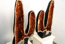 Twin - Tower Citrine Geode Pair with Deep Orange Druzy - E2D Crystals & Minerals