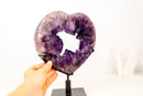 Natural Rich Purple Amethyst Heart Portal with Large Druzy Points - E2D Crystals & Minerals