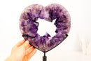 Natural Rich Purple Amethyst Heart Portal with Large Druzy Points - E2D Crystals & Minerals