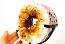 Natural Citrine Geode Portal – Golden - Orange Citrine on White Agate Matrix - E2D Crystals & Minerals