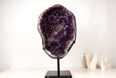 Large Brazilian Amethyst Geode Cave with Galaxy Druzy on Stand - E2D Crystals & Minerals