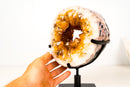 Natural Citrine Geode Portal – Golden - Orange Citrine on White Agate Matrix - E2D Crystals & Minerals