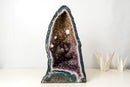 Tall Blue Lace Agate Cathedral Geode with Lavender Amethyst Druzy, Calcite & Cacoxenite (19 in, 34 lb) - E2D Crystals & Minerals