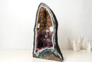 Tall Blue Lace Agate Cathedral Geode with Lavender Amethyst Druzy, Calcite & Cacoxenite (19 in, 38 lb) - E2D Crystals & Minerals
