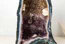 Tall Blue Lace Agate Cathedral Geode with Lavender Amethyst Druzy, Calcite & Cacoxenite (19 in, 38 lb) - E2D Crystals & Minerals