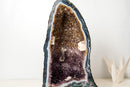 Tall Blue Lace Agate Cathedral Geode with Lavender Amethyst Druzy, Calcite & Cacoxenite (19 in, 38 lb) - E2D Crystals & Minerals