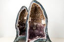 Pair of Tall Blue Lace Agate Cathedral Geodes with Lavender Amethyst Druzy, Calcite & Cacoxenite (19 in, 38 lb) - E2D Crystals & Minerals