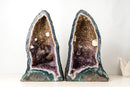 Pair of Tall Blue Lace Agate Cathedral Geodes with Lavender Amethyst Druzy, Calcite & Cacoxenite (19 in, 38 lb) - E2D Crystals & Minerals