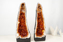 Pair of High - Grade Citrine Geode Cathedrals with Deep Orange Druzy - Ethically Sourced (38 lb / 19 in) - E2D Crystals & Minerals