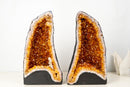 Bookmatched Pair of Natural Citrine Geodes with Rich Cognac - Orange Druzy and Calcite (63 lb) - E2D Crystals & Minerals