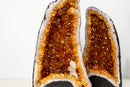 Bookmatched Pair of Natural Citrine Geodes with Rich Cognac - Orange Druzy and Calcite (63 lb) - E2D Crystals & Minerals