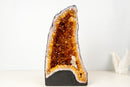 High - Grade Natural Citrine Geode with Rich Cognac - Orange Druzy and Calcite Inclusion (33 lb) - E2D Crystals & Minerals