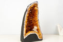 High - Grade Natural Citrine Geode with Rich Cognac - Orange Druzy and Calcite Inclusion (33 lb) - E2D Crystals & Minerals