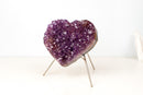 Amethyst Heart with Sparkly Purple Amethyst Druzy on Stand, 5.8 lb / 7 In - E2D Crystals & Minerals