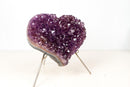 Amethyst Heart with Sparkly Purple Amethyst Druzy on Stand, 5.8 lb / 7 In - E2D Crystals & Minerals