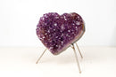 Amethyst Heart with Sparkly Purple Amethyst Druzy on Stand, 5.8 lb / 7 In - E2D Crystals & Minerals