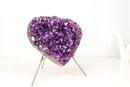 Amethyst Heart with Sparkly Deep Purple Amethyst Druzy on Stand, 7 Lb / 9 In - E2D Crystals & Minerals