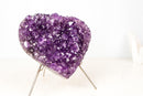 Amethyst Heart with Sparkly Deep Purple Amethyst Druzy on Stand, 7 Lb / 9 In - E2D Crystals & Minerals