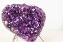Amethyst Heart with Sparkly Deep Purple Amethyst Druzy on Stand, 7 Lb / 9 In - E2D Crystals & Minerals