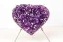 Amethyst Heart with Sparkly Deep Purple Amethyst Druzy on Stand, 7 Lb / 9 In - E2D Crystals & Minerals